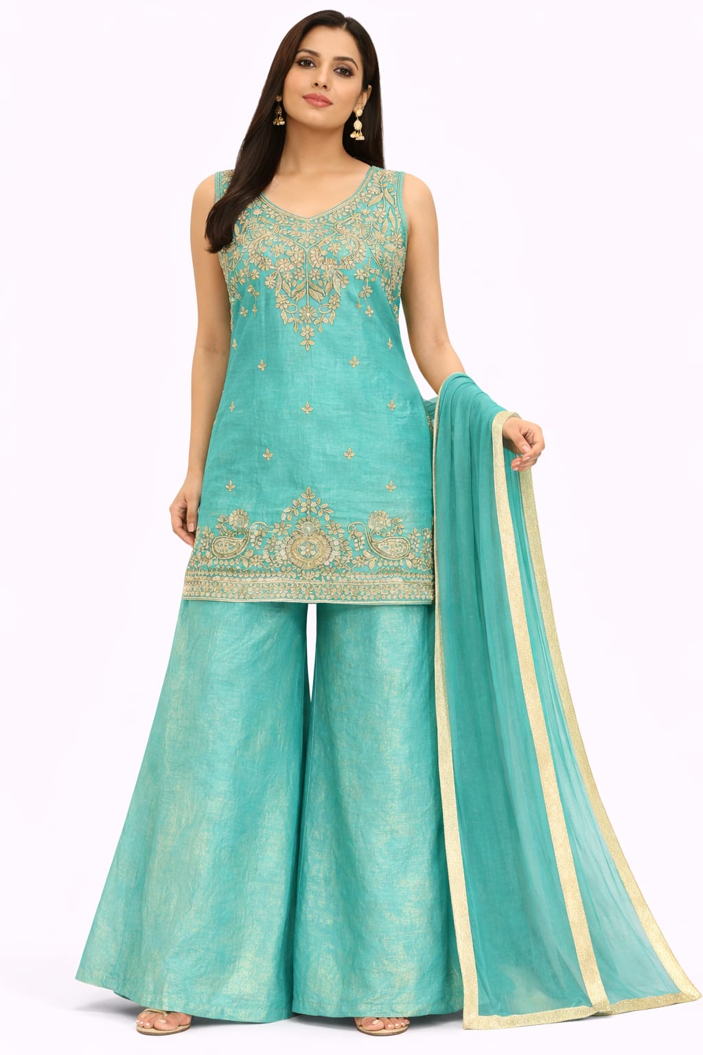 HAND WORK KURTA WITH CIRCULAR PLAZO D.NO. 1027